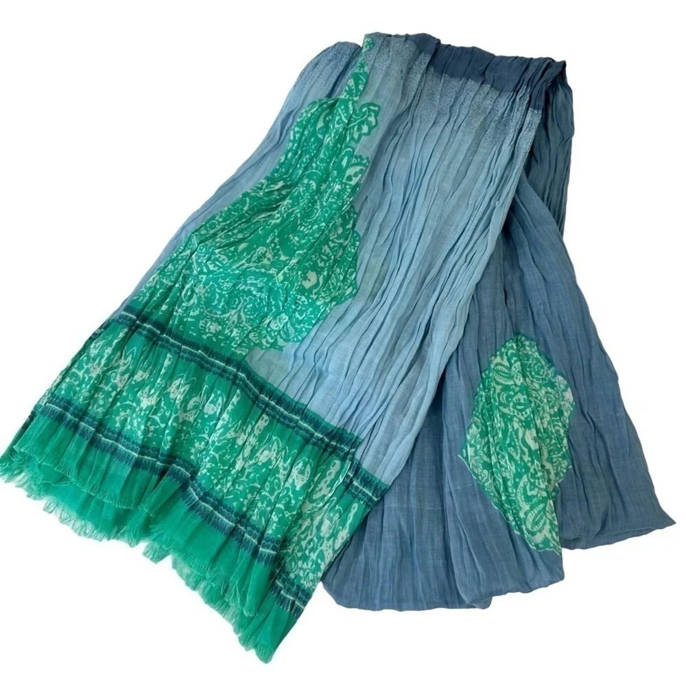 Aqua Blue Oversized Scrunchie Scarf Wrap Sarong
